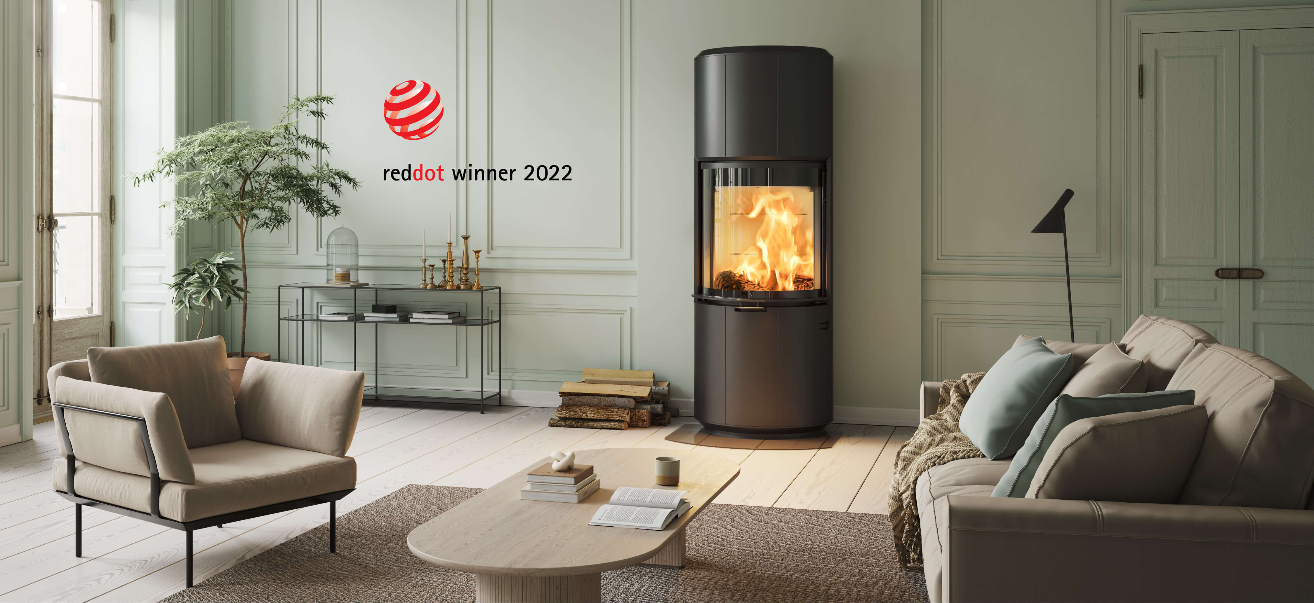 Modern fireplace with award winning design Scan 87 Scan